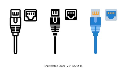 Conjunto de ícones Ethernet. para conceito móvel e web design em fundo branco