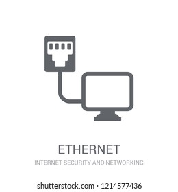 Ethernet icon. Trendy Ethernet logo concept on white background from Internet Security and Networking collection. Suitable for use on web apps, mobile apps and print media.