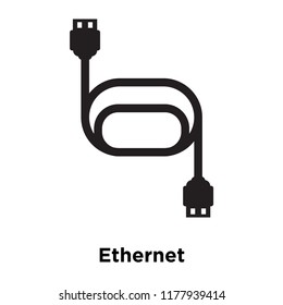 Ethernet icon vector isolated on white background, logo concept of Ethernet sign on transparent background, filled black symbol