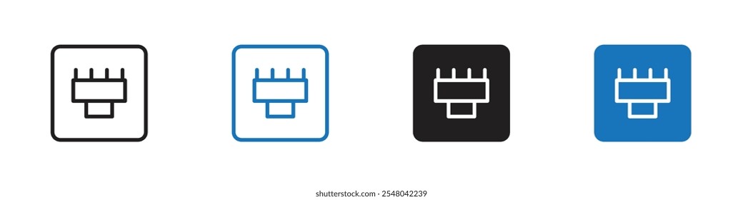 Ícone Ethernet Conjunto de vetores contorno