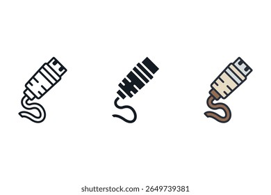 ethernet icons isolated on White Background. Flat style design,symbol collection