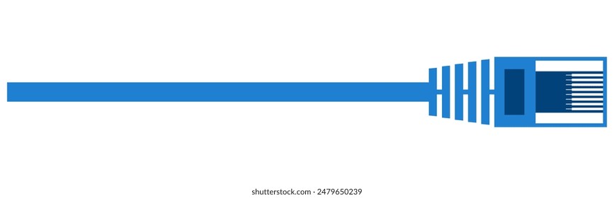 An ethernet, LAN or WAN patch cable with RJ45 connector in vector
