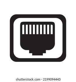 Symbol für Ethernet-Netzwerkanschluss | Schwarzer Vektorgrafik |