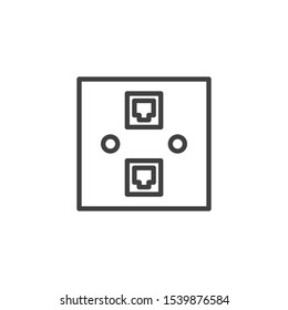 Ethernet network socket line icon. linear style sign for mobile concept and web design. Ethernet double port outline vector icon. Symbol, logo illustration. Vector graphics
