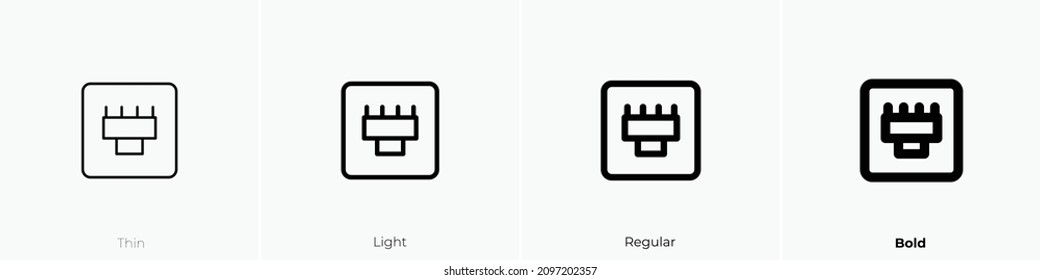 ethernet off icon. Thin, Light Regular And Bold style design isolated on white background