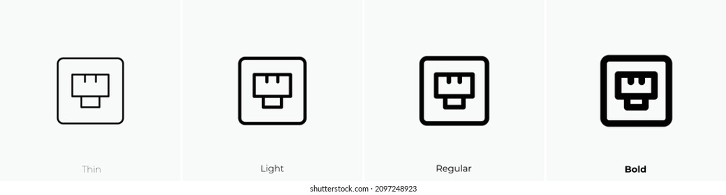 ethernet on icon. Thin, Light Regular And Bold style design isolated on white background