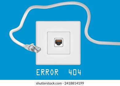 Ethernet port and cable, error 404, vector