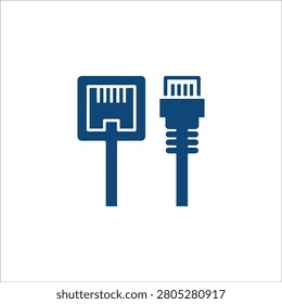 Ethernet Port and Cable Plug Icon