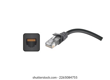 Ethernet port and cable. vector