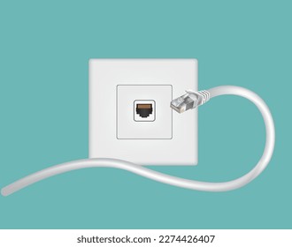 Ethernet port and cable. vector