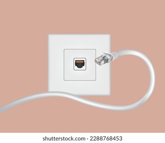 Puerto y cable Ethernet. vector