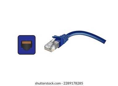 Puerto y cable Ethernet. vector