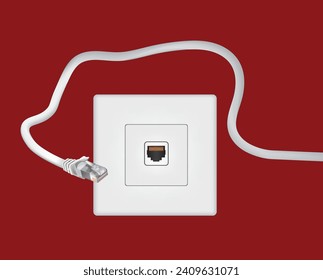 Ethernet port and cable. vector