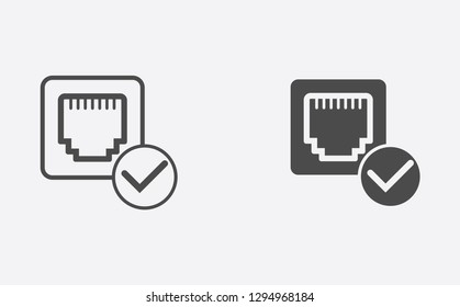 Ethernet port filled and outline vector icon sign symbol