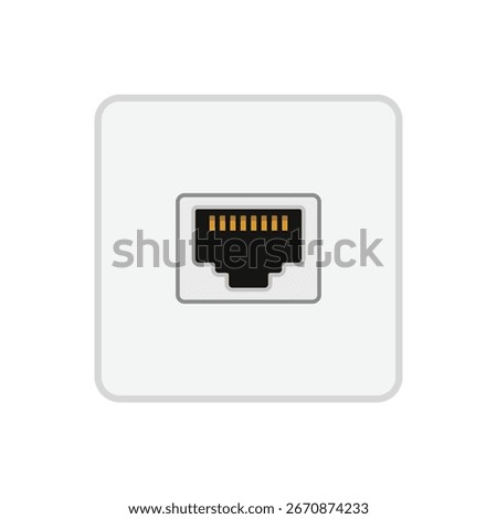 Ethernet port flat vector illustration isolated on white background