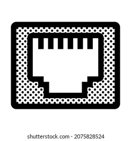 Ethernet Port. Icon Filled with Dots.