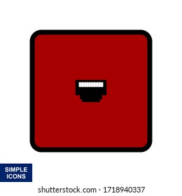 Ethernet port icon, flat style. Vector illustration