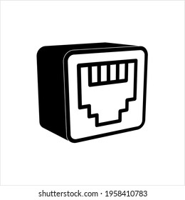 Icono de puerto Ethernet, puerto de red Lan, Ilustración de arte del vector de puerto de comunicación