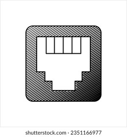 Ethernet Port Icon, Lan Network Port, Communication Port Vector Art Illustration