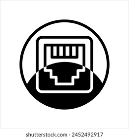 Ethernet Port Icon, Lan Network Port, Communication Port Vector Art Illustration