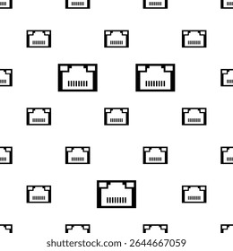 Ethernet Port Icon Seamless Pattern, Lan Network Port, Communication Port Vector Art Illustration