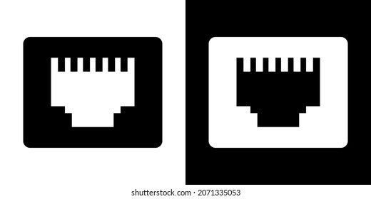 Ethernet Port. Icon in White and Black Version.