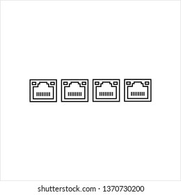 Ethernet Port, Lan Network Port Vector Art Illustration