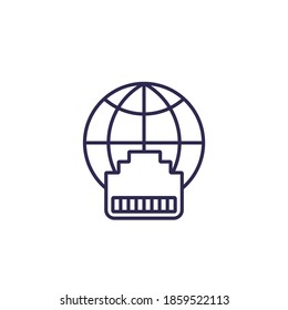 puerto ethernet, icono de red, vector de línea