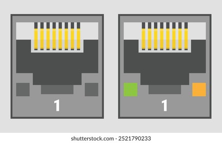 Porta Ethernet. Ilustração vetorial em estilo plano