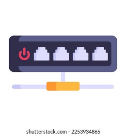 Ethernet ports sharing, flat icon of lan network 