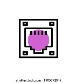 ethernet purple shadow line Icon. internet of things vector illustration on white background