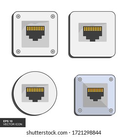 Ethernet, Set flat port network icon. Vector illustration.