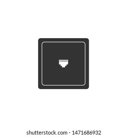 Ethernet socket sign. Network port - cable socket icon isolated. LAN port icon. Local area connector icon. Flat design. Vector Illustration
