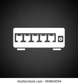 Ethernet switch icon. Black background with white. Vector illustration.