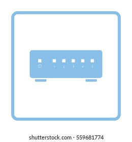 Ethernet switch icon. Blue frame design. Vector illustration.