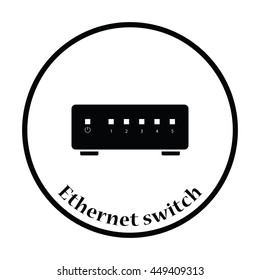 Ethernet switch icon. Flat color design. Vector illustration. Thin circle design. Vector illustration.