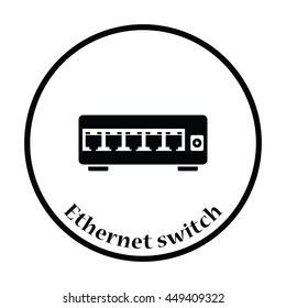 Ethernet switch icon. Flat color design. Vector illustration. Thin circle design. Vector illustration.