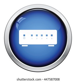 Ethernet switch icon. Glossy button design. Vector illustration.