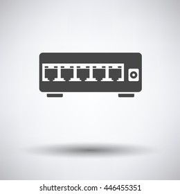Ethernet switch icon on gray background, round shadow. Vector illustration.