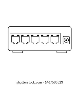 Ethernet Switch Icon. Outline Simple Design With Editable Stroke. Vector Illustration.