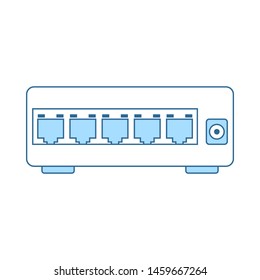 Ethernet Switch Icon. Thin Line With Blue Fill Design. Vector Illustration.