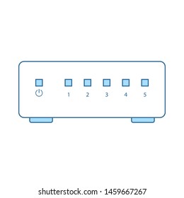 Icono de conmutador Ethernet. Línea Delgada Con Diseño De Relleno Azul. Ilustración vectorial.