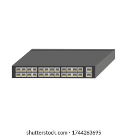 Ethernet switch for a large office or service provider with 24 client ports and two combo ports. Vector illustration.