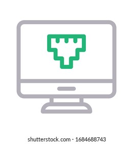 Icono de línea de color del vector Ethernet 