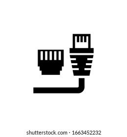 Ethernet vector icon in black solid flat design icon isolated on white background