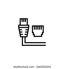 Ethernet vector icon in linear, outline icon isolated on white background
