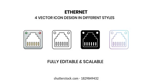 Ethernet Vector illustration icons in different style