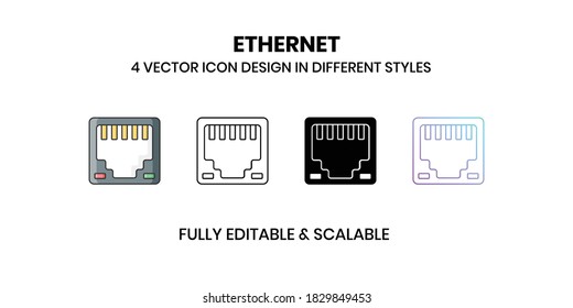 Ethernet Vector illustration icons in different style