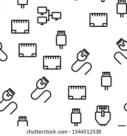 Ethernet Vector Seamless Pattern Thin Line Illustration