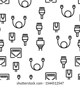 Ethernet Vector Seamless Pattern Thin Line Illustration